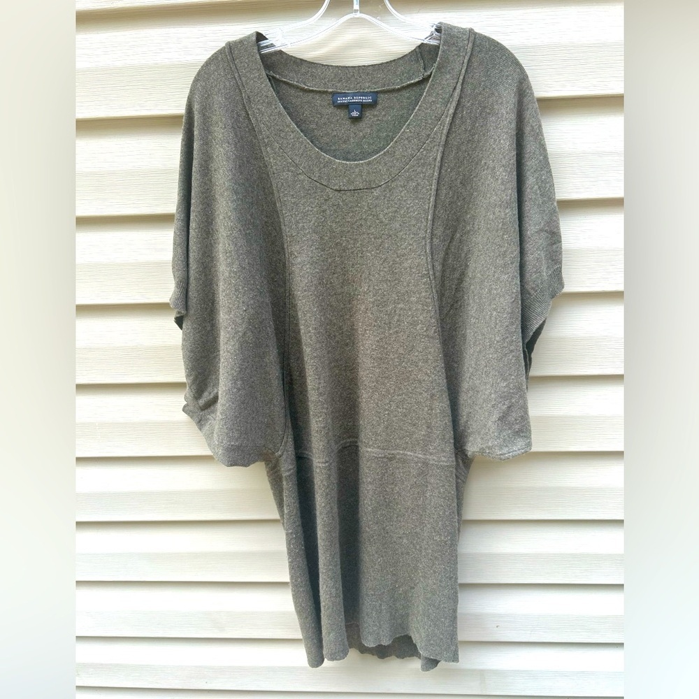 Banana Republic green size L drop waist luxury cashmere wool dress Lagenlook